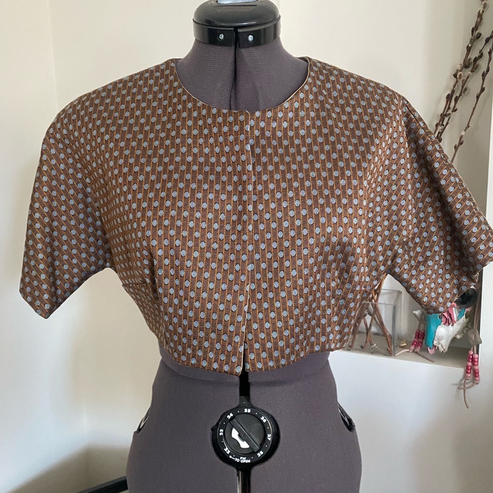 Handmade brown/blue/bronze bolero. Small